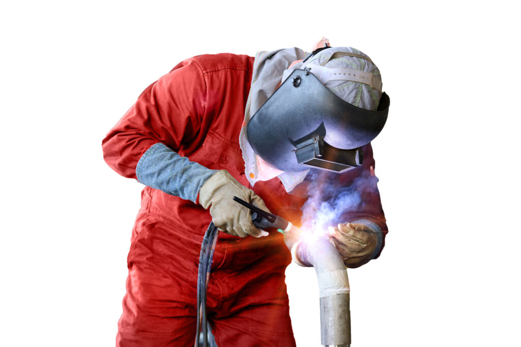 Worker,Man,Welding,Piping,Isolated,On,White,Background Worker,Man,Welding,Piping,Isolated,On,White,Background