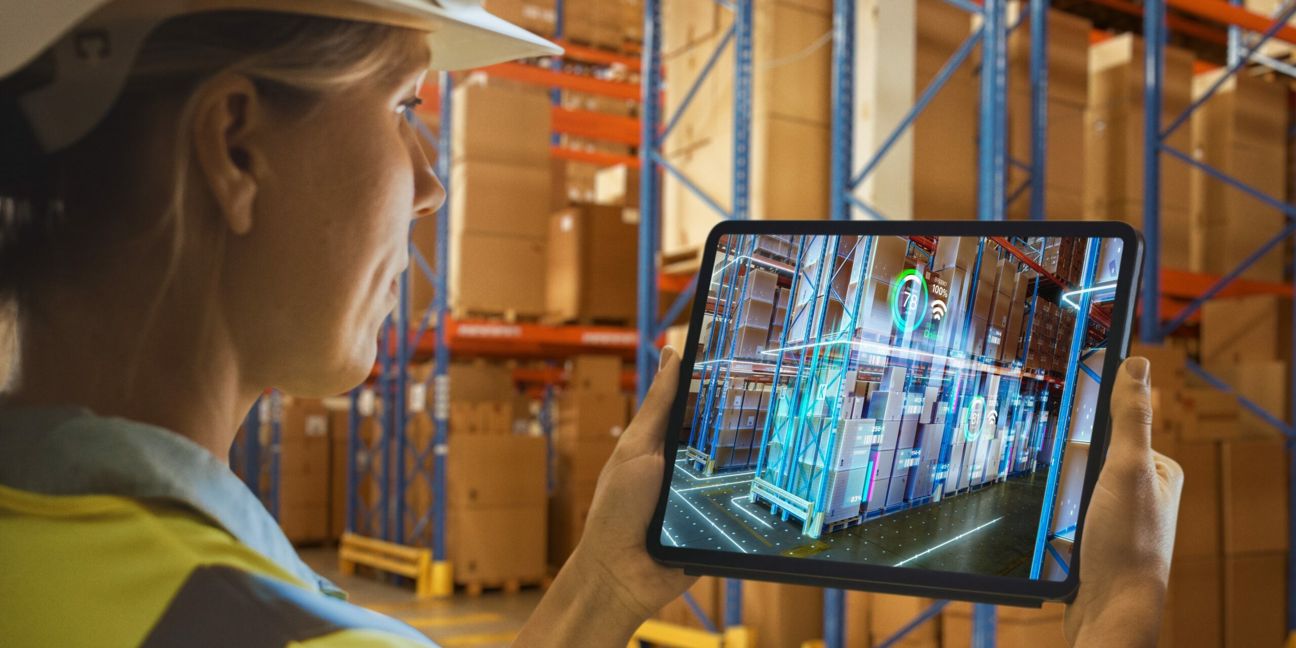 Futuristic,Technology,Warehouse:,Female,Worker,Doing,Inventory,,Using,Augmented,Reality Augmented Reality Apps
