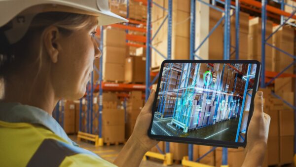 Futuristic,Technology,Warehouse:,Female,Worker,Doing,Inventory,,Using,Augmented,Reality Augmented Reality Apps