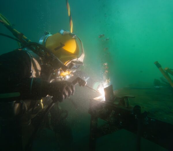 Subsea welding Underwater,Welding,In,Deep,Ocean,Depths,Closeup