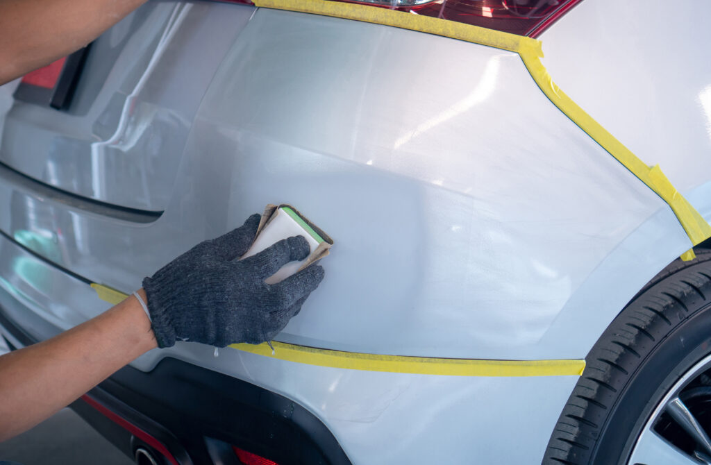 Prepare surface for spray painting