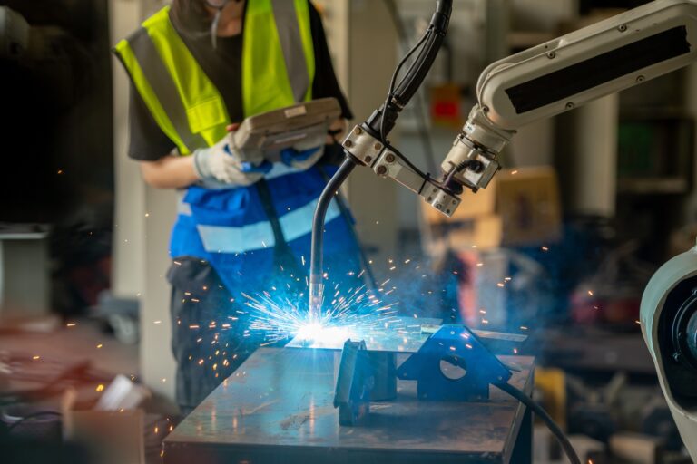 Engineer,Control,Robot,Arm,Machine,Welding,Steel,,Worker,Using,Forcing Engineer,Control,Robot,Arm,Machine,Welding,Steel,,Worker,Using,Forcing