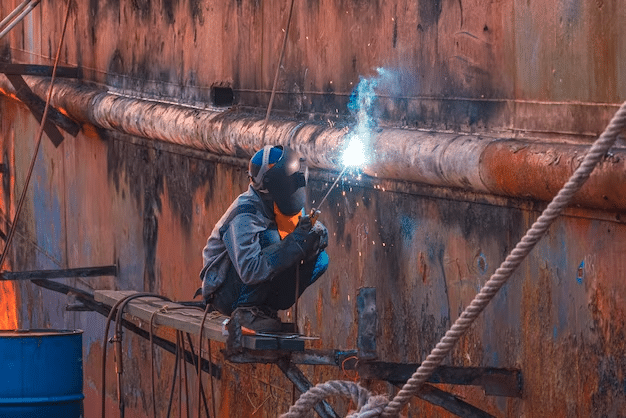welder-platform-using-arc-welding-machine-repairing-old-rusty-vessel-hull-shipyard_43514-2241-1 Welder repairing rusty vessel shipyard