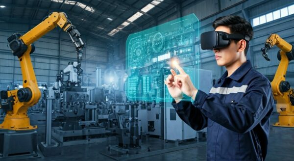 Asian,Young,Engineer,Is,Using,Extended,Reality,(xr),In,Manufacturing sian Young engineer is using Extended Reality (XR) in Manufacturing